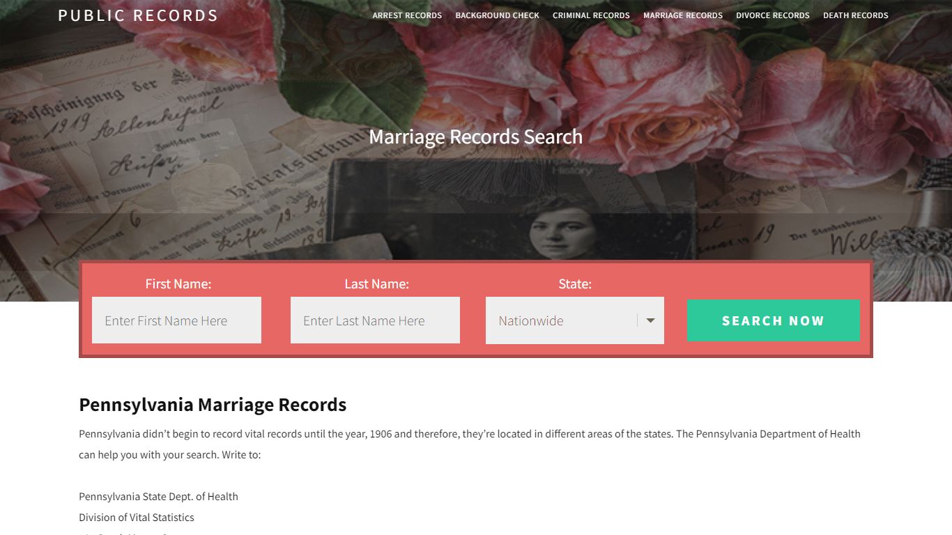 Pennsylvania Marriage Records | Enter Name and Search ... - Public Records